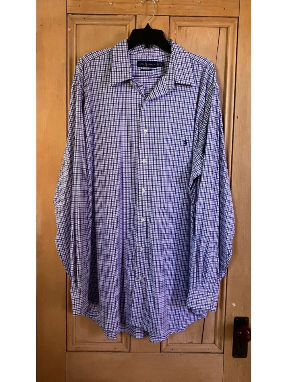 Ralph Lauren Performance Mens Vintage Y2K Check Shirt Sz 2XLT Tall Purple SP EXC